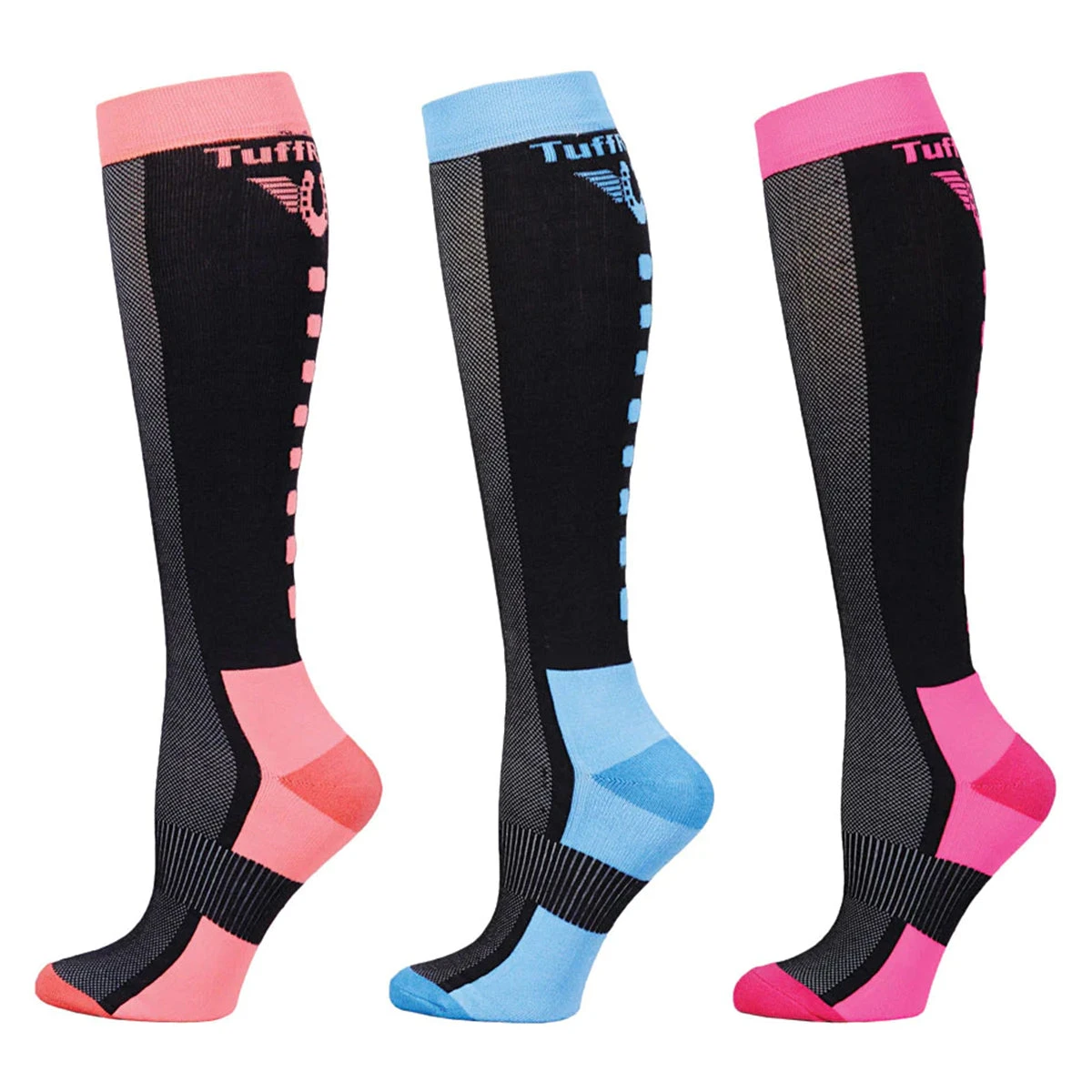 TuffRider Ladies Ventilated Knee Hi Neon Socks - 3 Pack 1 TuffRider Ladies Ventilated Knee Hi Neon Socks - 3 Pack