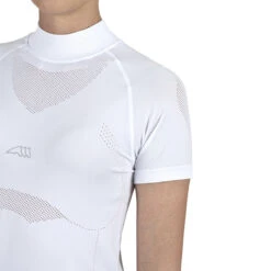 Equiline Women's CanneC Seamless Competition Polo Shirt -Caval Riding Apparel Shop EQline ES123 H00884 001 CanneC.Seamless.Competition.Polo White Detail
