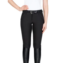 Equiline Women's X Shape Knee Grip Breech -Caval Riding Apparel Shop EQline 181 N08674 XShapeKG Black Front