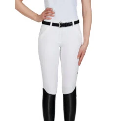 Equiline Women's X Shape Knee Grip Breech -Caval Riding Apparel Shop EQline 181 N08674 XShapeKG White Front