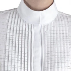 Equiline Women's GollyG Long Sleeve Show Shirt -Caval Riding Apparel Shop EQline GollyG.LS .Show .Shirt White Close.Up