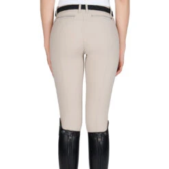 Equiline Women's Ash Riding Breeches With X-Grip Knee Patch -Caval Riding Apparel Shop EQline N08698 Ash.XGripKP Beige Back