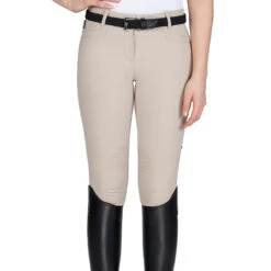 Equiline Women's Ash Riding Breeches With X-Grip Knee Patch -Caval Riding Apparel Shop EQline N08698 Ash.XGripKP Beige Front