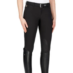Equiline Women's Ash Riding Breeches With X-Grip Knee Patch -Caval Riding Apparel Shop EQline N08698 Ash.XGripKP Black