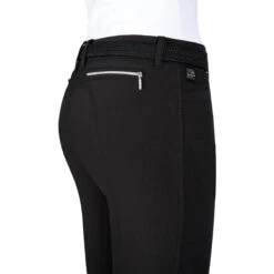 Equiline Women's Ash Riding Breeches With X-Grip Knee Patch -Caval Riding Apparel Shop EQline N08698 Ash.XGripKP Black Detail
