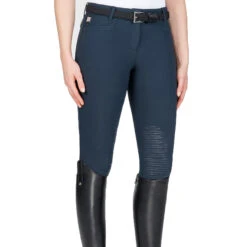Equiline Women's Ash Riding Breeches With X-Grip Knee Patch -Caval Riding Apparel Shop EQline N08698 Ash.XGripKP Blue