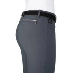 Equiline Women's Ash Riding Breeches With X-Grip Knee Patch -Caval Riding Apparel Shop EQline N08698 Ash.XGripKP Grey Detail