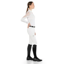 EGO 7 Women's Nina Long Sleeve Show Shirt -Caval Riding Apparel Shop Ego7 Womens.Nina .LS .Show .Shirt White Side