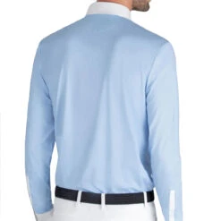 Equiline Evik Men's Competition Polo Long Sleeve Shirt -Caval Riding Apparel Shop Equiline Mens Evik.LS .Competition.Polo .Shirt Light.Blue Back