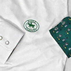 Essex Classics Ladies "Cock-a-Doodle-Do" Talent Yarn Straight Collar Long Sleeve Show Shirt 16 Essex Classics Ladies "Cock-a-Doodle-Do" Talent Yarn Straight Collar Long Sleeve Show Shirt -Caval Riding Apparel Shop Essex.Classics Cock a doodle do Show.Shirt ESL35 W3 Green.Roosters 00