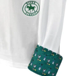 Essex Classics Ladies "Cock-a-Doodle-Do" Talent Yarn Straight Collar Long Sleeve Show Shirt 17 Essex Classics Ladies "Cock-a-Doodle-Do" Talent Yarn Straight Collar Long Sleeve Show Shirt -Caval Riding Apparel Shop Essex.Classics Cock a doodle do Show.Shirt ESL35 W3 Green.Roosters Swatch 01