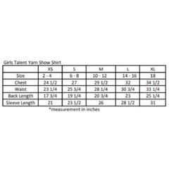 Essex Classics Girls "Strutting Chicken" Talent Yarn Wrap Collar Long Sleeve Show Shirt -Caval Riding Apparel Shop EssexGirlsSizeChart 2000x 71be320c 7010 4b22 be3e b463671ce6c0