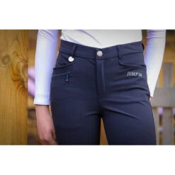 Jump'in Unisex Junior Sacha Breeches -Caval Riding Apparel Shop Jump.In Unisex.Junior.Sacha .Breeches Navy Front.Logo