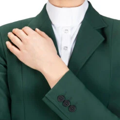 Equiline Women's Hayley Hunter Show Coat In X-Cool Evo -Caval Riding Apparel Shop M00874 EQuiline Hayley.Hunter Green Detail