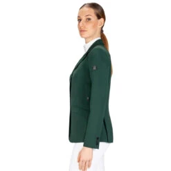 Equiline Women's Hayley Hunter Show Coat In X-Cool Evo -Caval Riding Apparel Shop M00874 EQuiline Hayley.Hunter Green Side