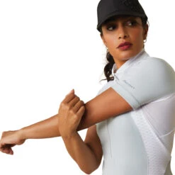 Ariat Womens Ascent 1/4 Zip Short Sleeve Show Shirt -Caval Riding Apparel Shop S23 WMS ENGL 10043400 detail01