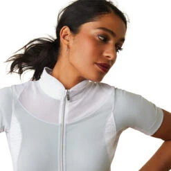 Ariat Womens Ascent 1/4 Zip Short Sleeve Show Shirt -Caval Riding Apparel Shop S23 WMS ENGL 10043400 detail03
