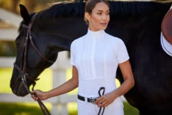 Ariat Womens Luxe Short Sleeve Show Shirt -Caval Riding Apparel Shop S23 WMS ENGL Carmel LaCunha Shot 01 6359 RTL