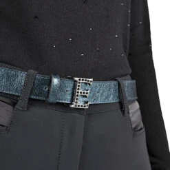 Equiline GrueG Fancy Leather Belt -Caval Riding Apparel Shop T11372 Grueg Fancy.Leather.Belt Equiline Green.Beetle 00