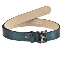 Equiline GrueG Fancy Leather Belt -Caval Riding Apparel Shop T11372 Grueg Fancy.Leather.Belt Equiline Green.Beetle 01