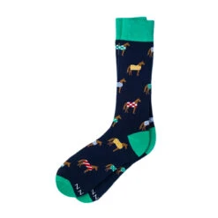 Wild Attire Inc. Horsin' Around Carded Cotton Socks -Caval Riding Apparel Shop Wild.Attire.Inc navy blue carded cotton horsin around 01