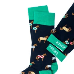 Wild Attire Inc. Horsin' Around Carded Cotton Socks -Caval Riding Apparel Shop Wild.Attire.Inc navy blue carded cotton horsin around 02
