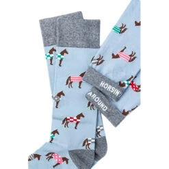 Wild Attire Inc. Horsin' Around Carded Cotton Socks -Caval Riding Apparel Shop Wild.Attire.Inc pale blue carded cotton horsin around 02