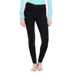 TuffRider Ladies Starter Lowrise Pull On Knee Patch Breeches -Caval Riding Apparel Shop black2 21367.1583511667.1280.1280
