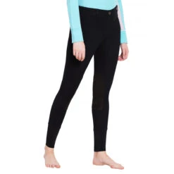 TuffRider Ladies Starter Lowrise Pull On Knee Patch Breeches -Caval Riding Apparel Shop black3 13993.1583511667.1280.1280