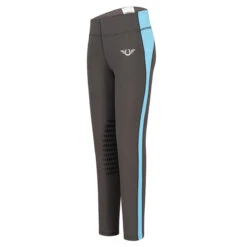 TuffRider Children's Ventilated Schooling Tights -Caval Riding Apparel Shop charcoal neonblue 95595.1583525668.1280.1280