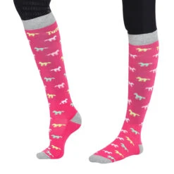 TuffRider Ladies Flamingo/Boat/Horse Knee Hi Socks -Caval Riding Apparel Shop jpc tr ladies boat.flamingo.horse .socks 5