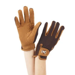 Ovation Child's Hearts & Horses Gloves -Caval Riding Apparel Shop light brown chocolate 22966.1590174193.1280.1280