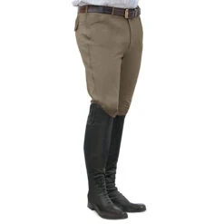 Ovation Men's EuroWeave Front Zip 4-Pocket Knee Patch Breeches -Caval Riding Apparel Shop light tan 40541.1588796603.1280.1280