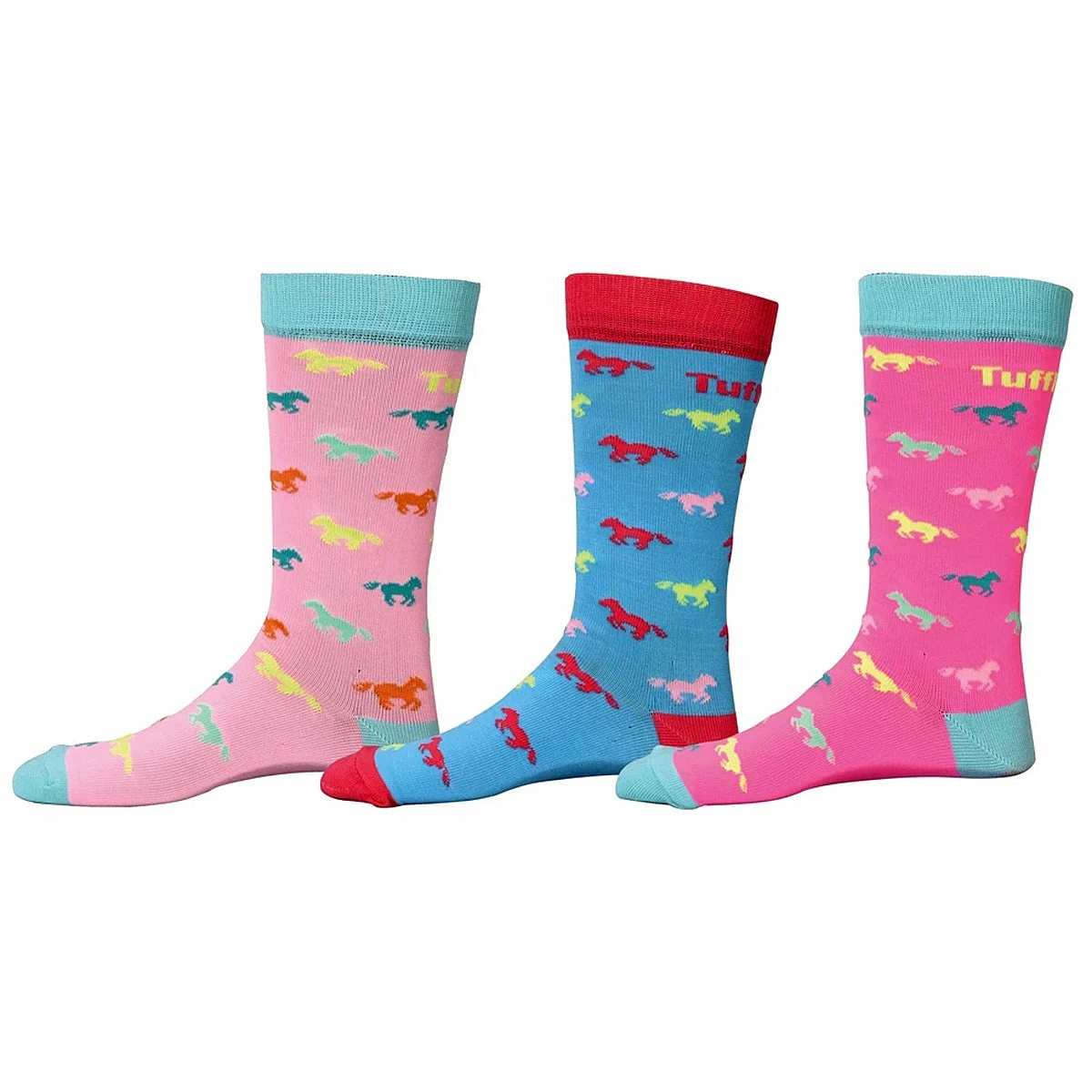 TuffRider Neon Pony Kids Socks 3 Pack 1 TuffRider Neon Pony Kids Socks 3 Pack