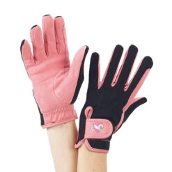 Ovation Child's Hearts & Horses Gloves -Caval Riding Apparel Shop pink black 97723.1590174193.1280.1280