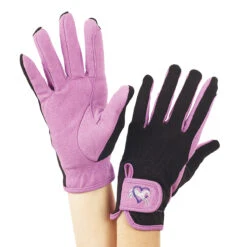 Ovation Child's Hearts & Horses Gloves -Caval Riding Apparel Shop purple black 48118.1590174193.1280.1280