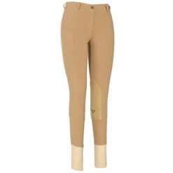 TuffRider Ladies Cotton Lowrise Pull-On Knee Patch Breeches -Caval Riding Apparel Shop sand front 66998.1588621809.1280.1280