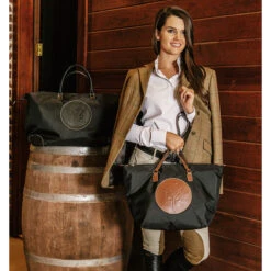 Tucker Tweed Devon Day Bag -Caval Riding Apparel Shop tucker tweed equestrian devon day bag fox hunting on.model