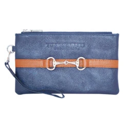 Tucker Tweed Equestrian Wellington Wristlet -Caval Riding Apparel Shop tucker tweed the wellington wristlet leather handbags navy chestnut 6319ca05 d8ea 4078 9815 81a9fba0a043